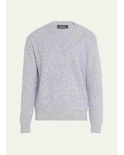 Bergdorf Goodman Watercolor Twist Cashmere Crewneck Sweater - Gray