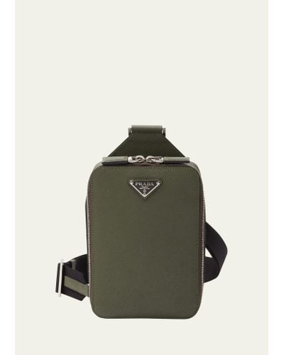Prada Saffiano Leather Sling Backpack - Green