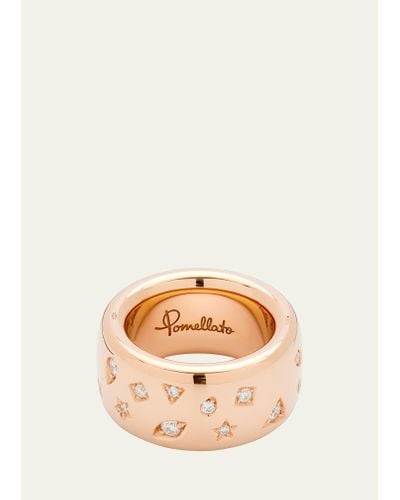 Pomellato Iconica Large 18k Rose Ring With Diamonds - Natural