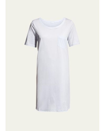 Hanro Cotton Deluxe Short-sleeve Big Sleepshirt - White
