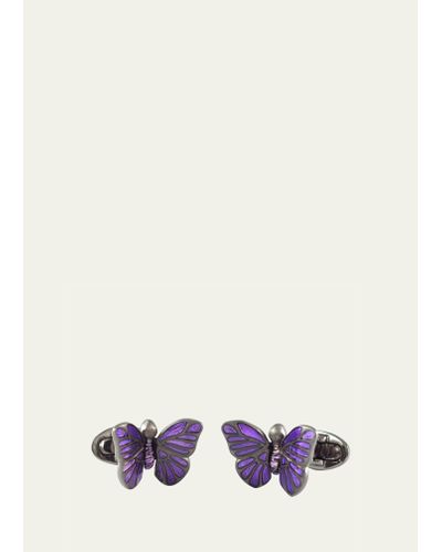 Jan Leslie Enamel Butterfly Cufflinks - White