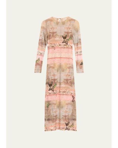 Alice + Olivia Versailles Delora Long-sleeve Ankle-length Dress - Pink