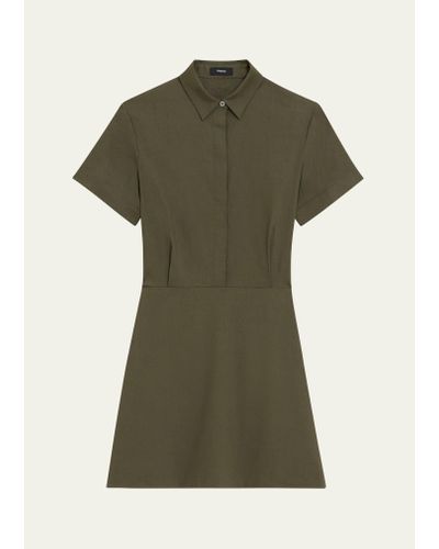 Theory Short-sleeve A-line Mini Shirtdress - Green