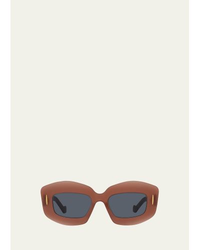 Loewe Silver Screen Chunky Acetate Rectangle Sunglasses - White