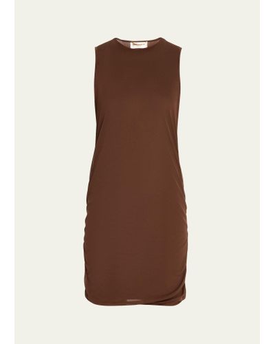 Saint Laurent Tulle Stretch Mini Dress - Brown