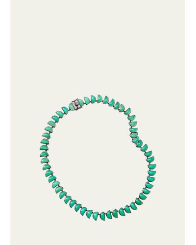 Nakard Riviere Worm Necklace With 9mm Half-moon Chrysoprase - Green