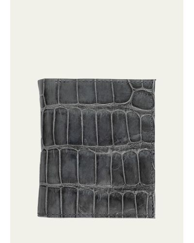 Abas Glazed Alligator Leather Bifold Wallet - Gray