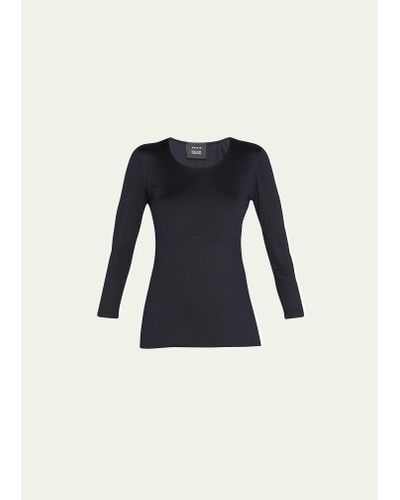 Akris Fitted 3/4-sleeve Stretch-jersey Top - Blue