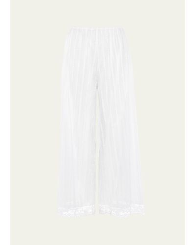 Eres Coton Striped Lace-trim Cropped Lounge Pants - White