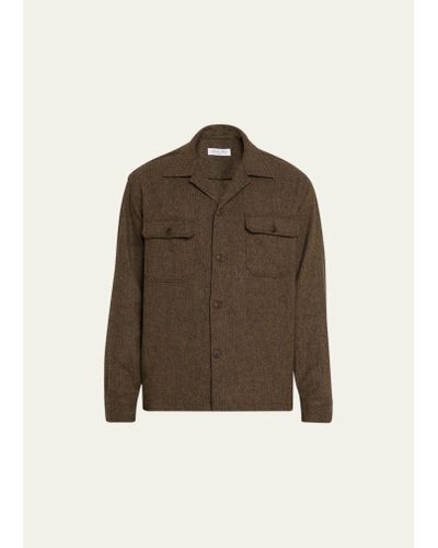 Salvatore Piccolo Herringbone Shirt Jacket - Brown