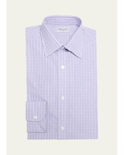Charvet Cotton Micro-check Dress Shirt - Purple