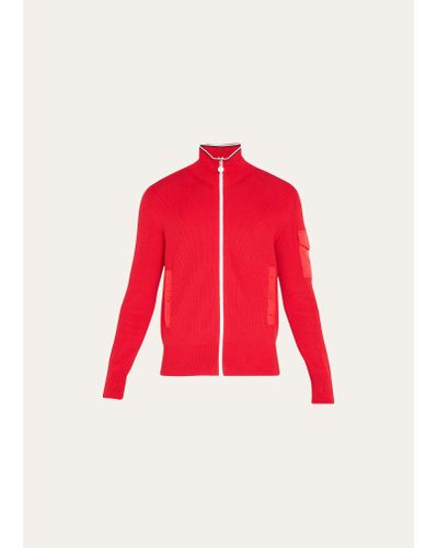 Moncler Full-zip Ribbed Cardigan Sweater - Red