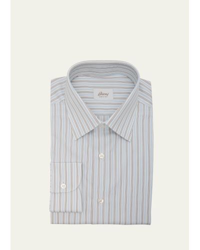 Brioni Cotton Stripe Dress Shirt - Gray