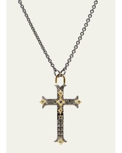 Armenta Old World Diamond Small Cross Pendant Necklace - Natural