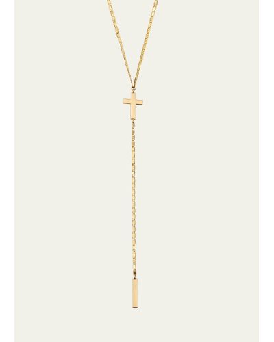 Lana Jewelry 14k Yellow Gold Petite Malibu Cross Bar Lariat Necklace - Natural