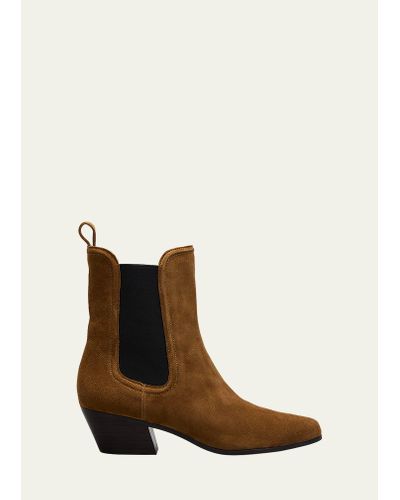 Veronica Beard Lada Suede Chelsea Ankle Booties - White