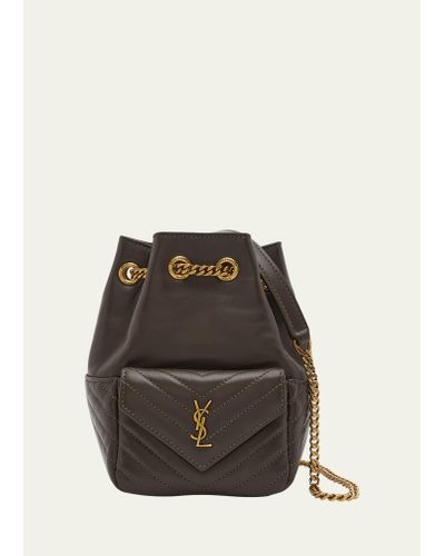Saint Laurent Joe Mini Ysl Bucket Bag In Smooth Leather - Multicolor