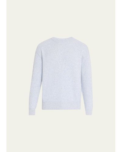 Bergdorf Goodman Cotton Melange Crewneck Sweater - White
