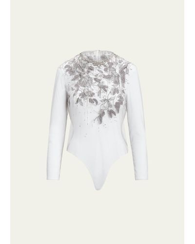 Ralph Lauren Collection Fiorenzo Embellished Tulle Top - White