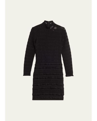 Carolina Herrera Knit Turtleneck Mini Dress - Black