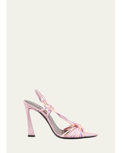 Saint Laurent Gippy Strappy Knot Slingback Sandals - Pink
