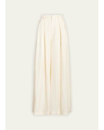 Ralph Lauren Collection Greer Pleated Wide-leg Pants - Natural