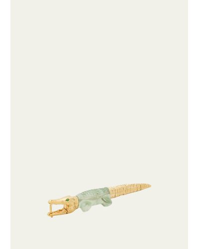 Bibi Van Der Velden 18k Yellow Gold Alligator Bite Earring With Amethyst And Tsavorite - Natural