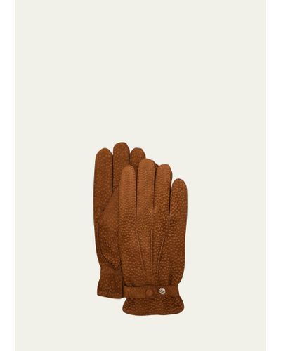 Hestra Winston Cashmere-lined Carpincho Leather Gloves - Brown