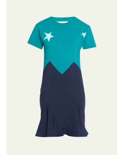 Conner Ives Colorblock Slip T-shirt Dress - Blue