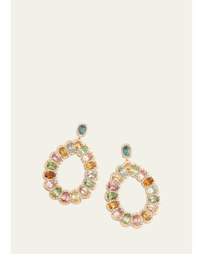 Jamie Wolf 18k Yellow Gold Diamond Pear Shape Earrings With Multicolor Tourmalines - Natural