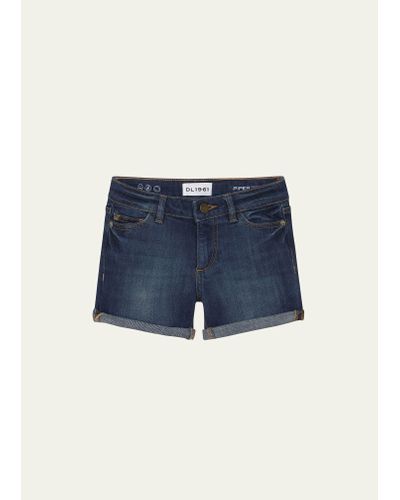 DL1961 Piper Cuffed Denim Shorts - Blue