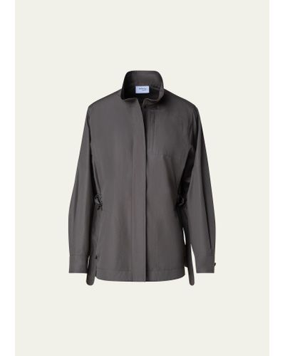 Akris Punto Linen-blend Stand Up Collar Jacket - Gray
