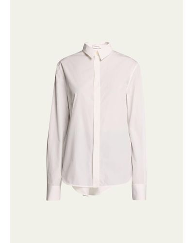Wardrobe NYC Classic Button Up Poplin Shirt - Natural