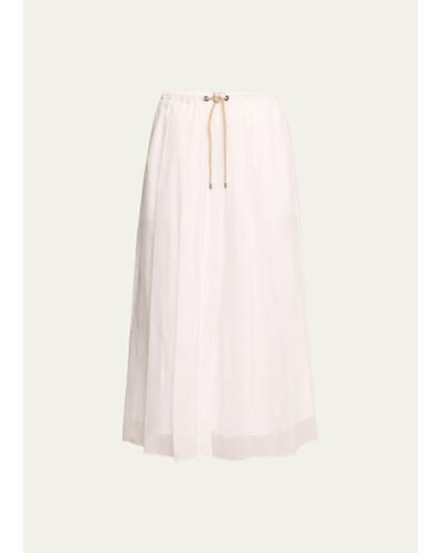 Brunello Cucinelli Cotton Gauze Fluid Maxi Skirt With Rope Belt - Natural