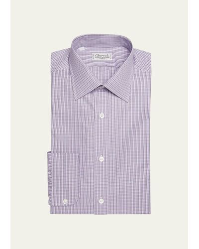 Charvet Micro-check Slim Fit Dress Shirt - Purple