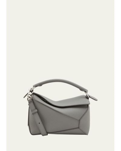 Loewe Small Puzzle Edge Leather Shoulder Bag - Gray