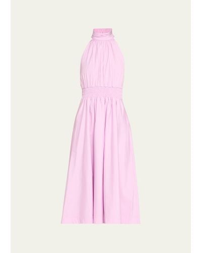 Veronica Beard Kinny High-neck A-line Midi Dress - Pink