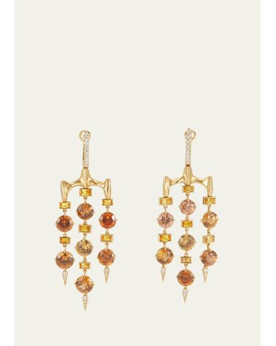 VRAM One Of A Kind 18k Yellow Gold Chandelier Earrings With Zircons - Natural