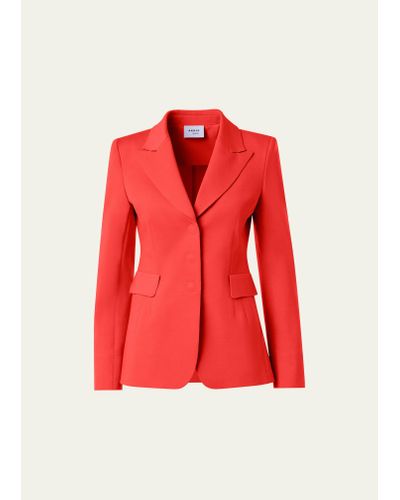 Akris Punto Bonded Jersey Peak Lapel Blazer - Red