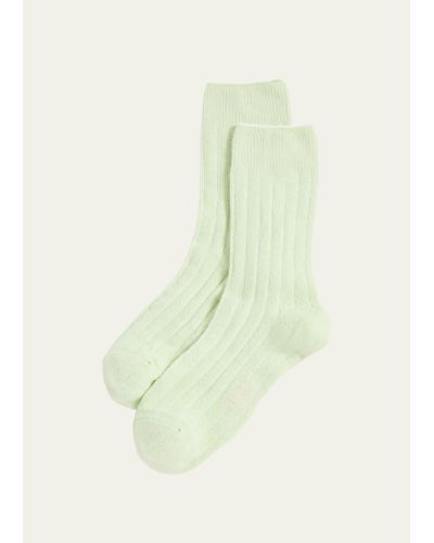 Stems Ribbed Lux Cashmere Socks - White