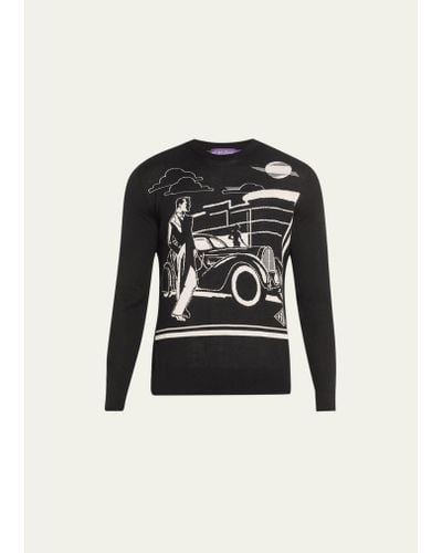 Ralph Lauren Graphic Intarsia Crewneck Sweater - Black
