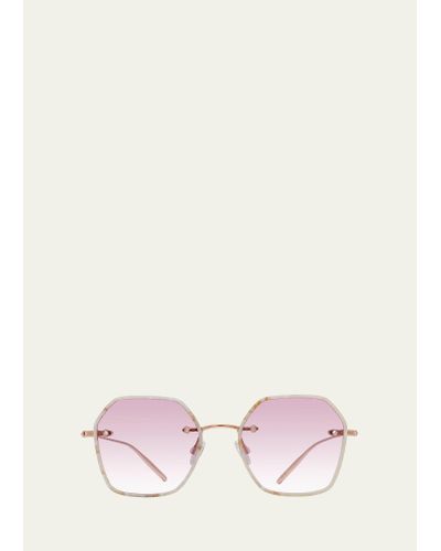 Barton Perreira Rhonda Rose Gold Titanium & Acetate Square Sunglasses - Pink