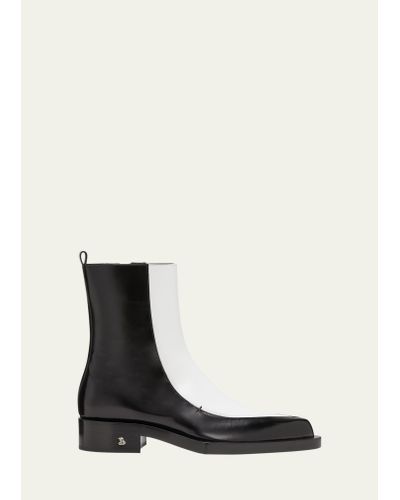 Jil Sander Bicolor Leather Ankle Boots - White