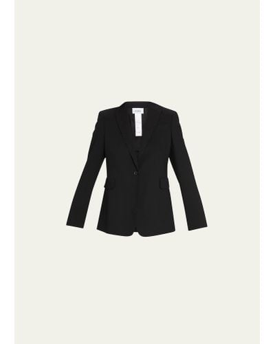Akris Punto One-button Wool Long Body Blazer Jacket - Black