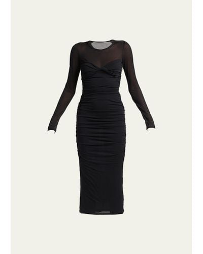 Giorgio Armani Ruched Twist-bustier Midi Dress - Black