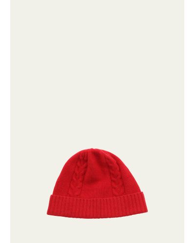 Bergdorf Goodman Cable-knit Beanie Hat - Red