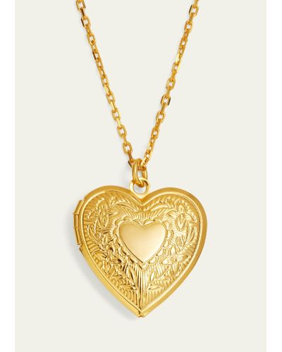 Ben-Amun 24k Gold Electroplate Chain Necklace With Heart Locket Pendant - Metallic