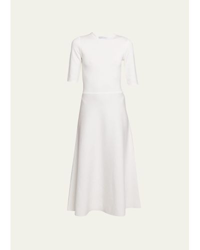 Gabriela Hearst Seymore Cashmere Rib Midi Dress - White