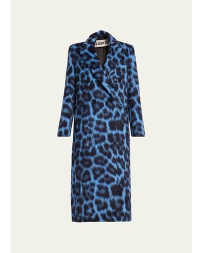 Libertine London Leopardo Wool-blend Peacoat - Blue