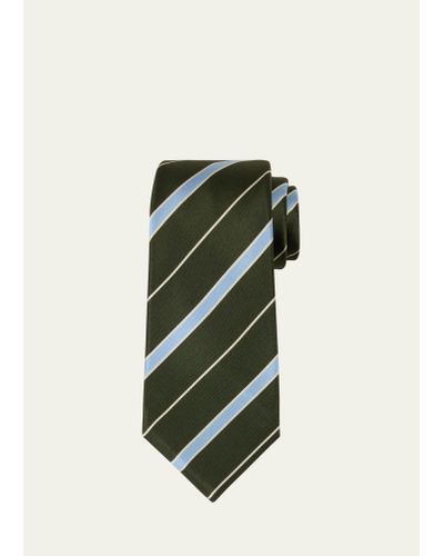 Kiton Silk Multi-stripe Tie - Green